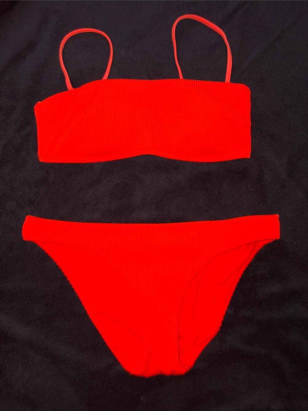 Hollister Bright Coral Ribbed Bikini Set